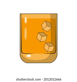 visual illustration design of a glass of cold orange drink