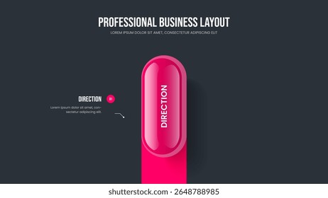 Visual Innovation Presentation Layout Vector Illustration. Modern Analysis 1 Step Diagram Slide Template. Sales Campaign One Option Infographic Frame Design.