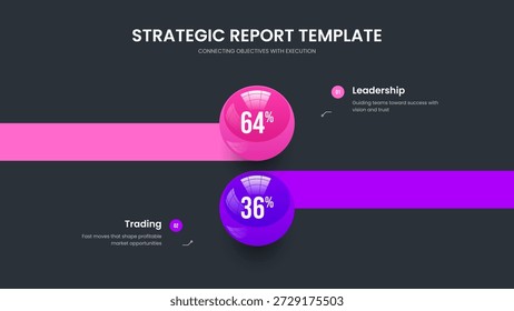 Visual Insight Two Option Infographic Slide Template. Enterprise Growth Slideshow Design Vector Illustration. Consulting Visualization 2 Element Graph Presentation Layout.