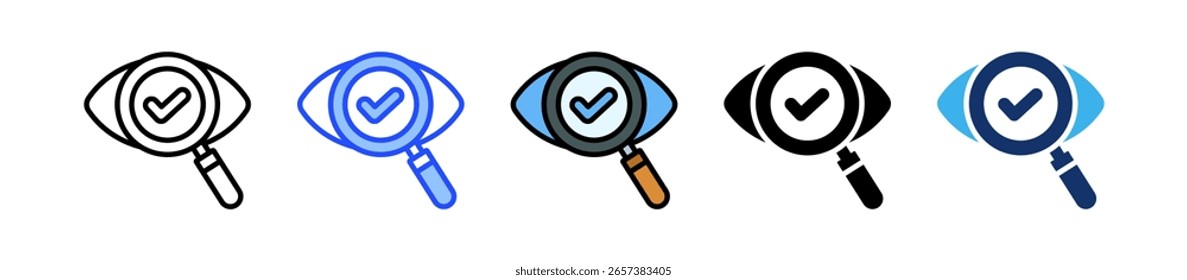 Colección de iconos de inspección visual con varios estilos