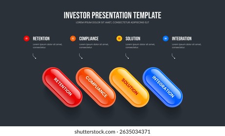Visual Introduction 4 Element Diagram Presentation Template. Marketing Portfolio Four Option Infographic Slideshow Layout. Company Visualization Frame Design Vector Illustration.