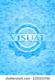 Visual light blue emblem with mosaic background