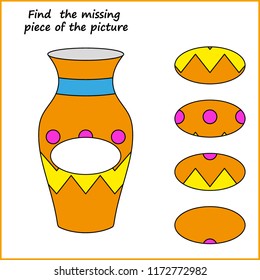 Visual logic puzzle: Find missing piece - Puzzle game for kids. Worksheet for Children. 