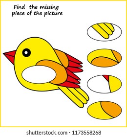 Visual logic puzzle: Find missing piece - Puzzle game for kids. Worksheet for Children. 