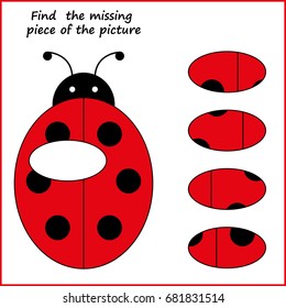 Visual logic puzzle: Find missing piece - Puzzle game for kids. Worksheet for Children. 