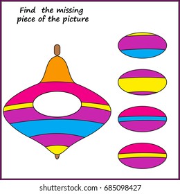 Visual logic puzzle: Find missing piece - Puzzle game for kids. Worksheet for Children. 