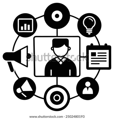 Visual marketing icon vector artwork, ideal for branding and digital marketing strategies. Perfect for use in online campaigns, logos, and promotional content. Modern and versatile design.