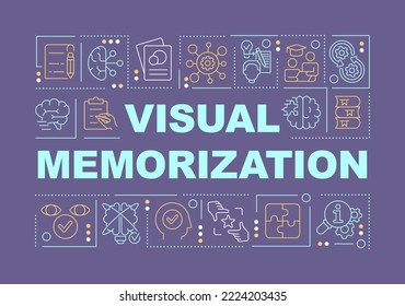 Visual memorization word concepts violet banner. Studying style. Infographics with editable icons on color background. Isolated typography. Vector illustration with text. Arial-Black font used