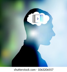 visual memory concept. illustration for your design. the man is silhouetted