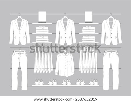 visual merchandising, Interior scene of clothing store , vector , illustration