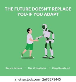 A visual metaphor for adapting to technological advancements, emphasizing security measures. It highlights the need for strong digital defenses in a changing landscape.