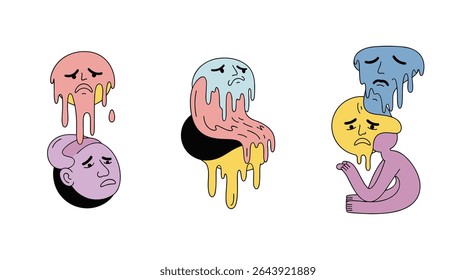 Uma metáfora visual para a depressão Um design de vetor minimalista plano com melancolia