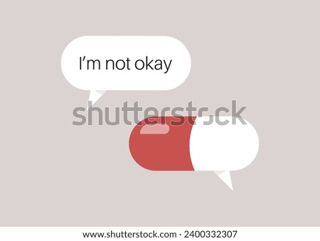 In a visual metaphor for healing conversations, a pill shaped like a dialogue bubble, symbolizing the transformative power of meaningful communication
