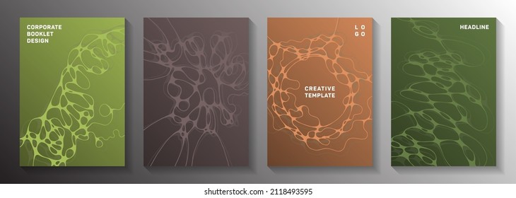 Visual model concept abstract vector covers. Mobile curve lines pattern textures. Soft banner vector templates. Science fiction cover pages graphic design set.