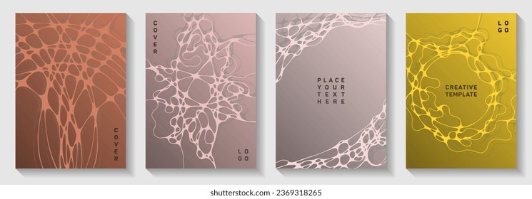 Visual model idea abstract vector covers. Dynamic waves ripple textures. Colorful banner vector layouts. Radiology cover pages graphic design set.