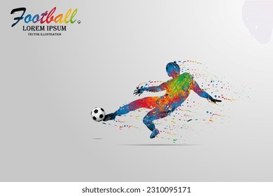 Visual motion drawing for football sport or football best player at speed of fast running in stadium colorful beautiful design style for winner sport game vector illustration