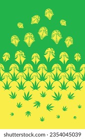 visual optical illusion the concept of metamorphosis of a cannabis leaf turning into a mushroom, suitable for supporting the 4 20 community movement for the treatment of using marijuana as a medicine