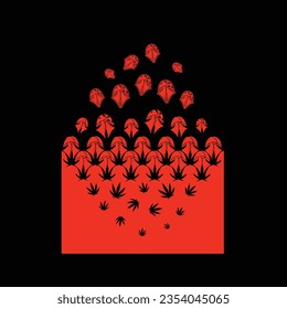 visual optical illusion the concept of metamorphosis of a cannabis leaf turning into a mushroom, suitable for supporting the 4 20 community movement for the treatment of using marijuana as a medicine
