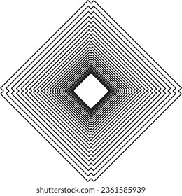 Visual of the Optical Illusion Created from Square Lines Composition, can use for Background, Decoration, Wallpaper, Tile, Carpet Pattern, Modern Motifs, Contemporary Ornate, or Graphic Design Element