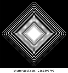Visual of the Optical Illusion Created from Square Lines Composition, can use for Background, Decoration, Wallpaper, Tile, Carpet Pattern, Modern Motifs, Contemporary Ornate, or Graphic Design Element