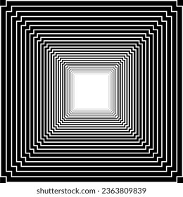 Visual of the Optical Illusion Created from Square Lines Composition, can use for Background, Decoration, Wallpaper, Tile, Carpet Pattern, Modern Motifs, Contemporary Ornate, or Graphic Design Element