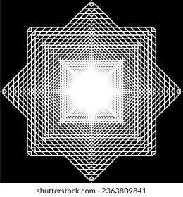 Visual of the Optical Illusion Created from Square Lines Composition, can use for Background, Decoration, Wallpaper, Tile, Carpet Pattern, Modern Motifs, Contemporary Ornate, or Graphic Design Element