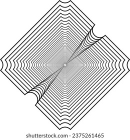 Visual of the Optical Illusion Created from Square Lines Composition, can use for Background, Decoration, Wallpaper, Tile, Carpet Pattern, Modern Motifs, Contemporary Ornate, or Graphic Design Element