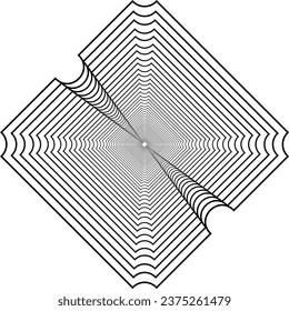 Visual of the Optical Illusion Created from Square Lines Composition, can use for Background, Decoration, Wallpaper, Tile, Carpet Pattern, Modern Motifs, Contemporary Ornate, or Graphic Design Element
