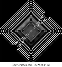 Visual of the Optical Illusion Created from Square Lines Composition, can use for Background, Decoration, Wallpaper, Tile, Carpet Pattern, Modern Motifs, Contemporary Ornate, or Graphic Design Element