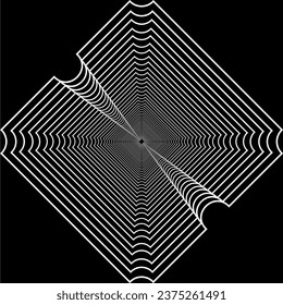 Visual of the Optical Illusion Created from Square Lines Composition, can use for Background, Decoration, Wallpaper, Tile, Carpet Pattern, Modern Motifs, Contemporary Ornate, or Graphic Design Element