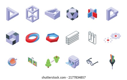 Visual Perception Icons Set Isometric Vector. Future Trendy. Augmented Reality