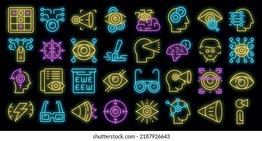 Visual Perception Icons Set Outline Vector. Future Trendy. Augmented Reality