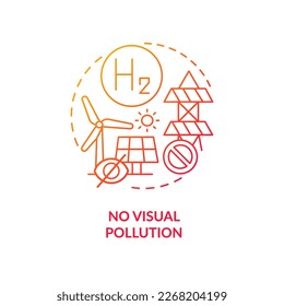 Visual pollution free red gradient concept icon. Clean energy solution. H2 fuel cells advantage abstract idea thin line illustration. Isolated outline drawing. Myriad Pro-Bold font used