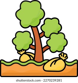 Visual pollution outline color concept, Dirt bag in publish Park vector icon design, Environmental pollution symbol, Chemical Biological contamination sign, Pollutants illustration