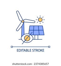 Visual pollution RGB color icon. Renewable power disadvantage. Alternative energy problem. Isolated vector illustration. Simple filled line drawing. Editable stroke. Arial font used