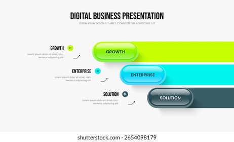 Visual Portfolio 3 Option Diagram Presentation Design. Project Strategy Slide Layout Vector Illustration. Financial Launch Three Step Infographic Frame Template.