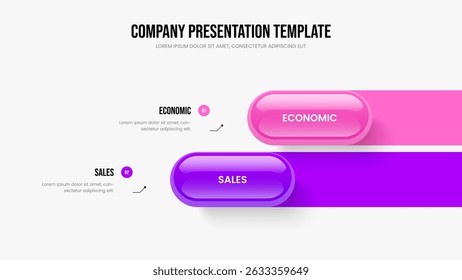 Cartera visual Plantilla de marco de infografía de dos opciones. Ilustración vectorial de diseño de presentación de diapositivas de solución de Profesional. Diseño de diapositiva de diagrama de 2 elementos.