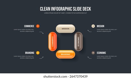 Visual Proposal 4 Option Diagram Frame Template. Market Launch Slideshow Design Vector Illustration. Digital Introduction Four Element Infographic Presentation Layout.