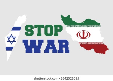 Visual Protest Against Conflict Featuring Israel and Iran's Silhouettes Imprinted With Flags and Urgent Call to Action.