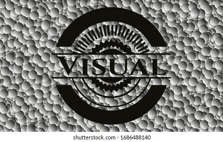 emblema oscuro visual realista con fondo de burbujas. Ilustración vectorial. Detallado.