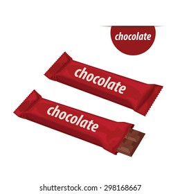 Visual Of Red  Wrap Plastic Foil Packet, Packaging Or Wrapper For Biscuit, Wafer, Crackers, Sweets, Chocolate Bar, Candy Bar, Snacks. 1