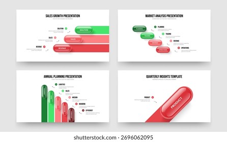Visual Report 3 4 5 1 Element Infographic Presentation Template Set. Portfólio de negócios Três Quatro Cinco Uma Opção Diagrama Slideshow Design Vetor Illustration Collection.