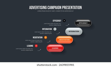 Visual Report Four Option Diagram Frame Template. Creative Insight Slideshow Layout Vector Illustration. Project Development 4 Step Infographic Presentation Design.