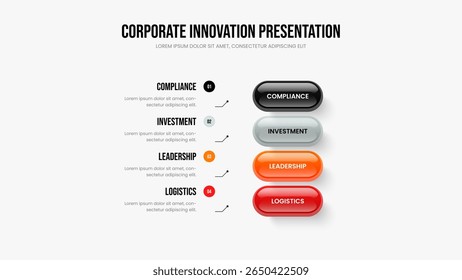 Visual Report Four Step Diagram Frame Design. Marketing Introduction Presentation Layout Vector Illustration. Project Review 4 Option Infographic Slide Template.