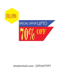 Visual representation of a '70% Discount' graphic, an attention-grabbing image suitable for diverse promotional needs. This impactful visual communicates substantial savings.