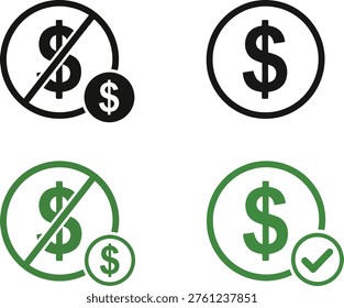 Visual representation of allowed and disallowed financial transactions with dollar symbols Vector