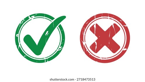 a visual representation of approval and disapproval is shown with a green checkmark and a red cross inside circles high quality