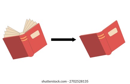 Representación visual de un libro transformando, simbolizando el proceso de aprendizaje, lectura y transferencia de conocimiento.