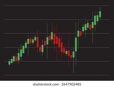 Visual representation of a candlestick chart displaying market trends with green and red bars illustrating price movements in an engaging financial analysis design.