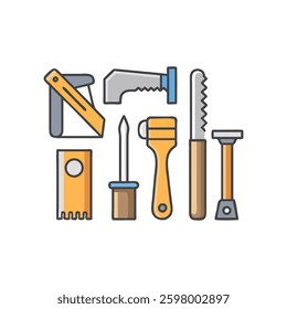 Visual representation of carpentry tools focusing on skilled work.